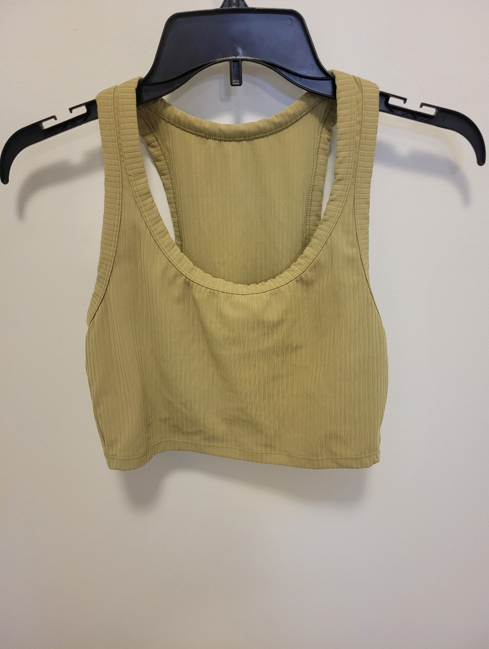 all in motion Olive Ribbed Scoop Crop Tank Top